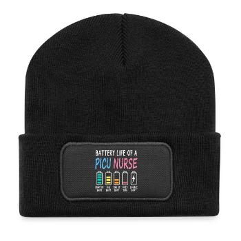 Battery Level of a Pediatric Intensive Care Nurse Humor - Recycled Patch Beanie - black - Front
