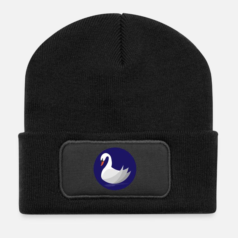Schwan - Recycelte Patch Beanie - Schwarz