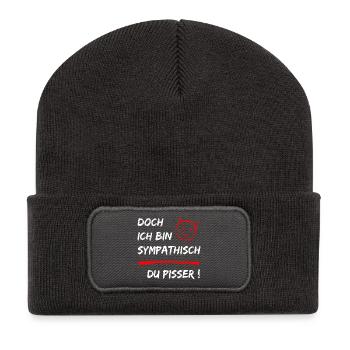 Doch ich bin Sympathisch-Du Pisser-Funny Statement - Recycelte Patch Beanie - Dunkelgrau - Vorne