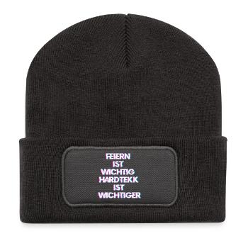 Hardtekk Tekk - Recycelte Patch Beanie - Dunkelgrau - Vorne