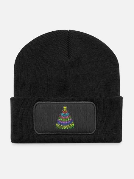 Weihnachtsbaum - Recycelte Patch Beanie - Schwarz
