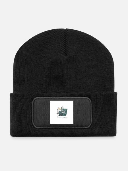 Quantum Bird Reading in Armchair - Recycled Patch Beanie - black