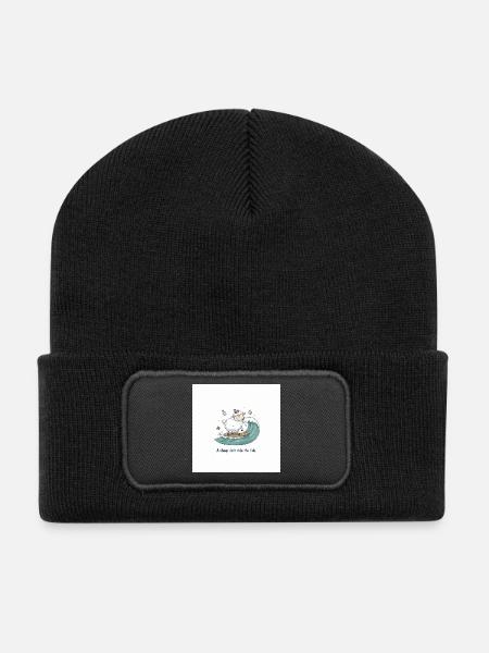 Surfing Sheep - Recycled Patch Beanie - black