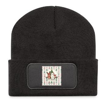 Happy Pawlidays Winter Tierwelt - Recycelte Patch Beanie - Dunkelgrau - Vorne