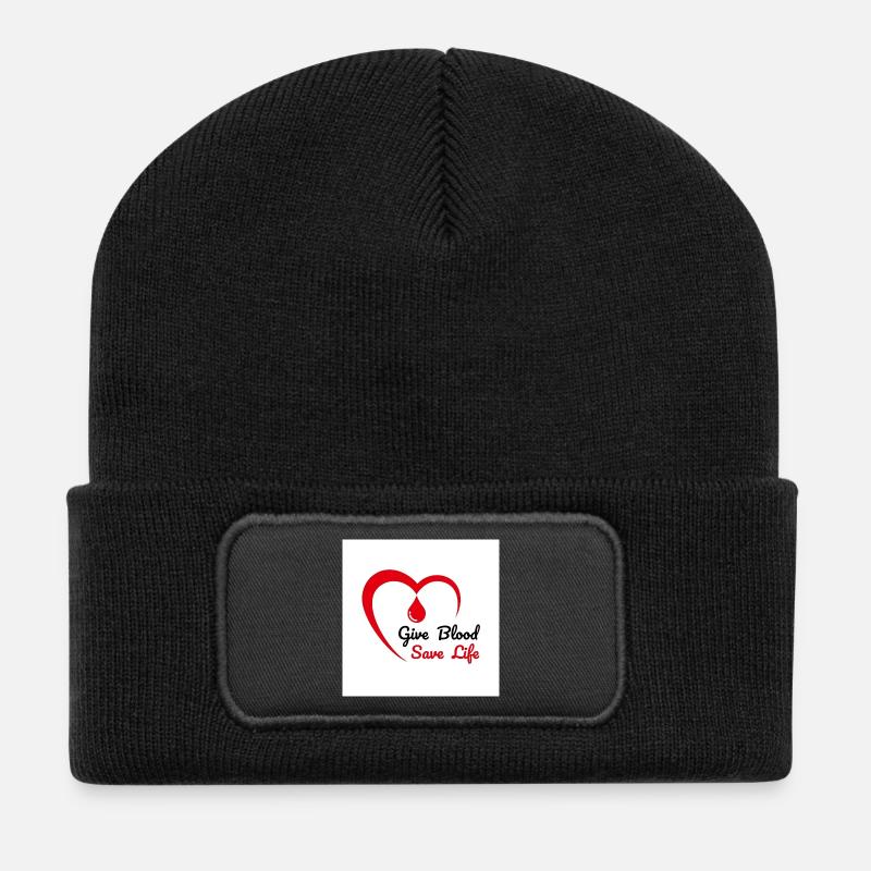 Herz-Emblem zur Blutspende - Recycelte Patch Beanie - Schwarz