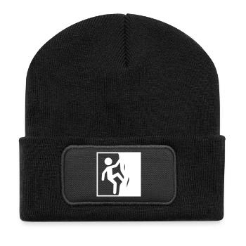 Klettern Symbol Sport - Recycelte Patch Beanie - Schwarz - Vorne