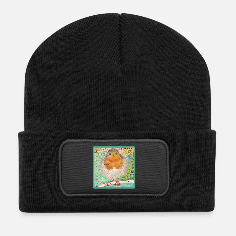 Robin - Beanie recyclé à patch - noir