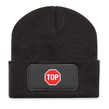 TOP! (stop) - Recycled Patch Beanie - dark grey - Front