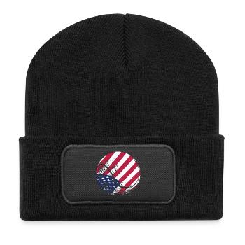 Gif de fan de sports avec drapeau américain avec balle de tennis patriotique - Beanie recyclé à patch - noir - Devant