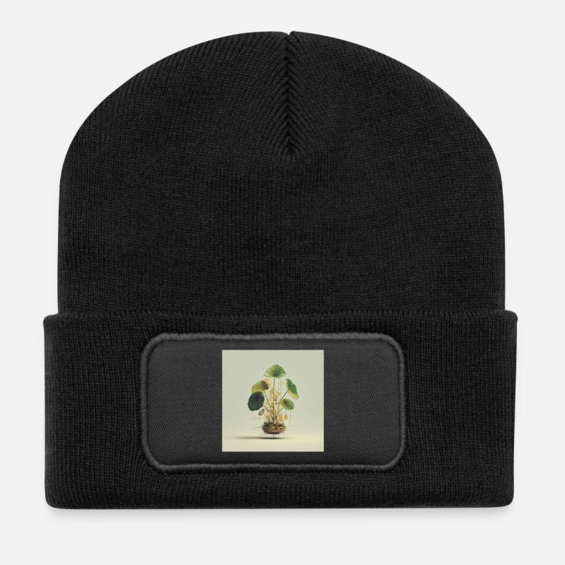 TechnoPlante : Nœuds d’Or - Beanie recyclé à patch - noir