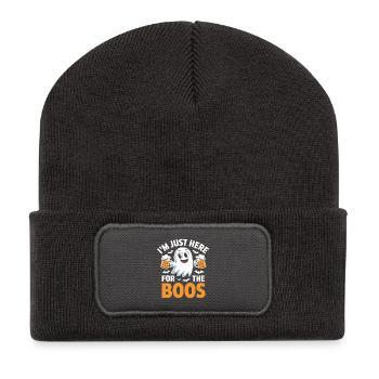 Ich bin nur wegen des Boos-lustigen Halloween-T-Shirts hier - Recycelte Patch Beanie - Dunkelgrau - Vorne
