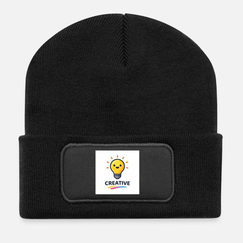 Kreatives Lichtblitz Design - Recycelte Patch Beanie - Schwarz