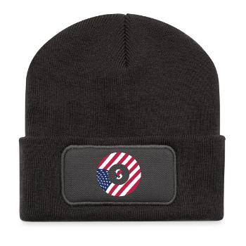 USA Flag 8 Ball Billiards Patriotischer Billardspieler - Recycelte Patch Beanie - Dunkelgrau - Vorne