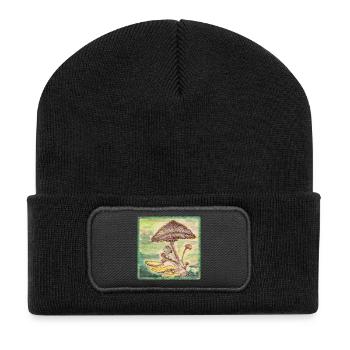 Pilze - Recycelte Patch Beanie - Schwarz - Vorne