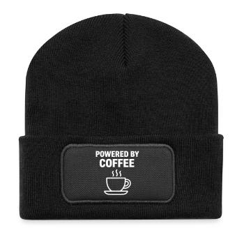 Powered By Coffee | Kaffee  - Recycelte Patch Beanie - Schwarz - Vorne