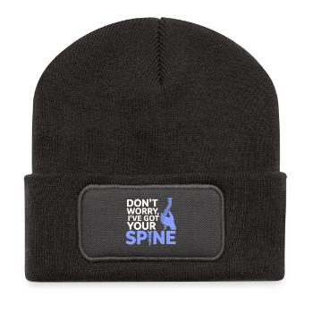 Chiropraktiker Halten Sie Ihre Wirbelsäule professionell in Schach - Recycelte Patch Beanie - Dunkelgrau - Vorne