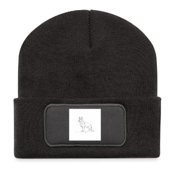 Ligne de bergers allemands minimalistes - Beanie recyclé à patch - charbon - Devant