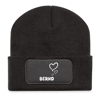 Bernd comme prénom - Beanie recyclé à patch - charbon - Devant