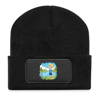 Bouno le Petit Aventurier au Lac - Bande dessinée pour enfants - Beanie recyclé à patch - noir - Devant