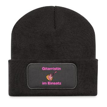 Guitarist in action, Pink Power! Girl power - Recycled Patch Beanie - dark grey - Front