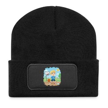 Bouno joue au basket - Petit Sportif Comic - Beanie recyclé à patch - noir - Devant