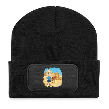 Bouno in Ägypten - Abenteuer bei den Pyramiden - Recycelte Patch Beanie - Schwarz - Vorne