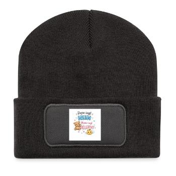 Papa dit non, maman dit peut-être - Beanie recyclé à patch - charbon - Devant