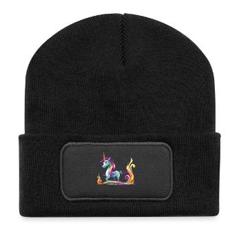 Rainbow Unicorn Color Streams - Recycled Patch Beanie - black - Front