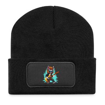 Gitarrowl Rockwolf with sunglasses - Recycled Patch Beanie - black - Front