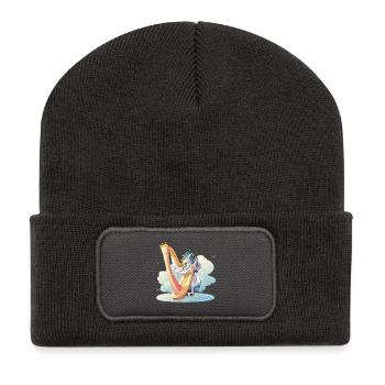 Harfentier auf Wolken - Recycelte Patch Beanie - Dunkelgrau - Vorne