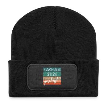 Fachabitur Fachabi 2026 geschafft Schulabschluss - Recycelte Patch Beanie - Schwarz - Vorne