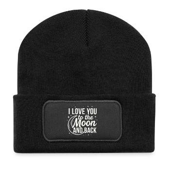 Je t’aime jusqu’à la lune et retour Citation romantique - Beanie recyclé à patch - noir - Devant