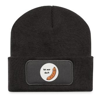 Ist mir doch Wurst - Recycelte Patch Beanie - Dunkelgrau - Vorne