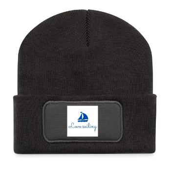 J’adore la voile - Beanie recyclé à patch - charbon - Devant