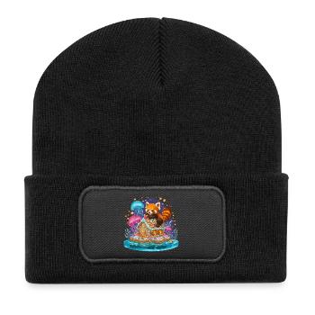 Panda on sugar house in the sugar sea - Recycled Patch Beanie - black - Front