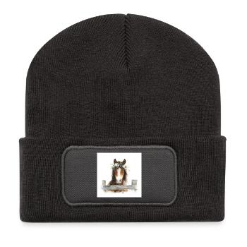 Floral Crowned Pony - Recycled Patch Beanie - dark grey - Front