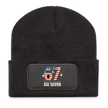 US Flag 67 Memes Six Seven - Recycled Patch Beanie - dark grey - Front