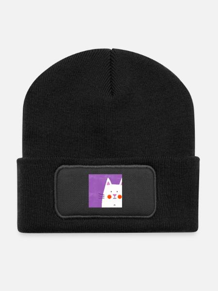 Katzenfreund - Recycelte Patch Beanie - Schwarz