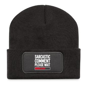 Sarcastic Comment Please Wait Humor Statement - Recycelte Patch Beanie - Dunkelgrau - Vorne