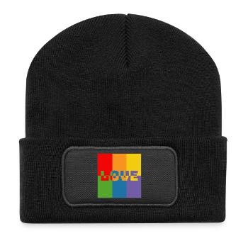 LGBTQIA Rainbow Love Mix Shirt - Recycled Patch Beanie - black - Front
