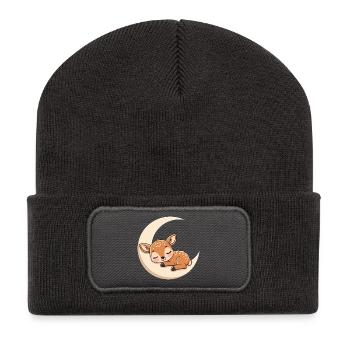 Moon Rest Fawn Sleeping - Recycled Patch Beanie - dark grey - Front