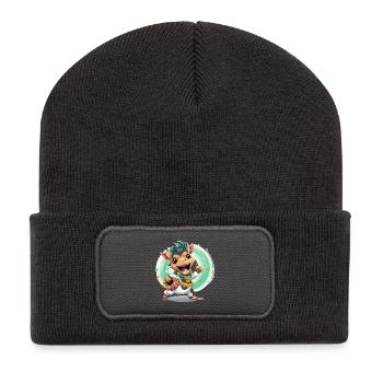 Kuh Trommler im Karneval - Recycelte Patch Beanie - Dunkelgrau - Vorne