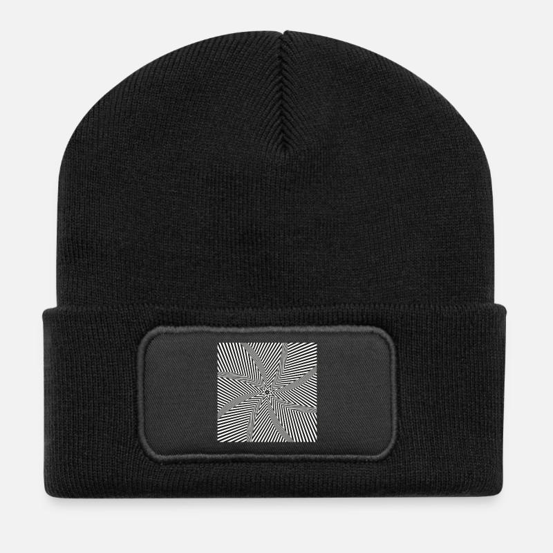 Labyrinthe optique en étoile - Beanie recyclé à patch - noir