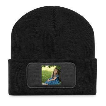 Blue summer dress in the green - Recycled Patch Beanie - black - Front