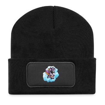 Little Unicorn Pony Cloud Flight - Recycled Patch Beanie - black - Front