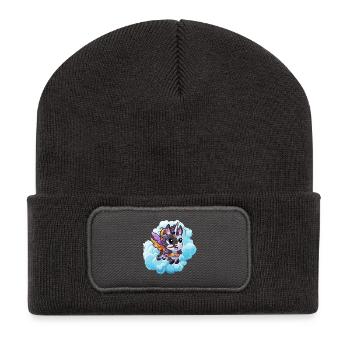 Vol du Petit Poney Licorne Nuage - Beanie recyclé à patch - charbon - Devant