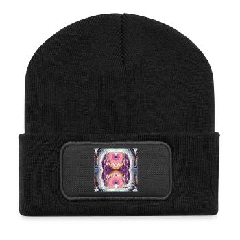 Circle Mandala Reflection in Neon Colors - Recycled Patch Beanie - black - Front