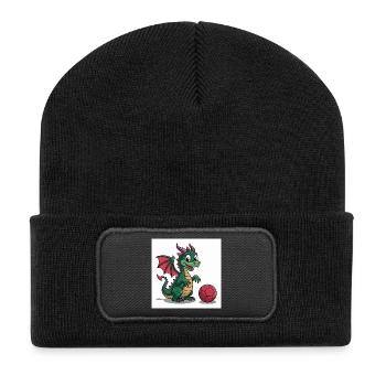 Grüner Drachenball Freund - Recycelte Patch Beanie - Schwarz - Vorne
