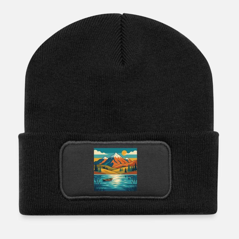 Bergsee-Dämmerung - Recycled Patch Beanie - black