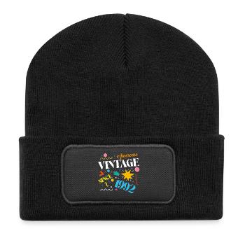 Vintage 1992 - Recycelte Patch Beanie - Schwarz - Vorne